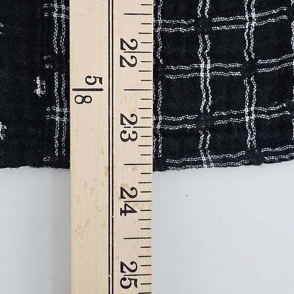 Habitat Slub Cotton Fringe Top Black Women’s Size XS Long Sleeve Boxy Lagenlook - Picture 10 of 10